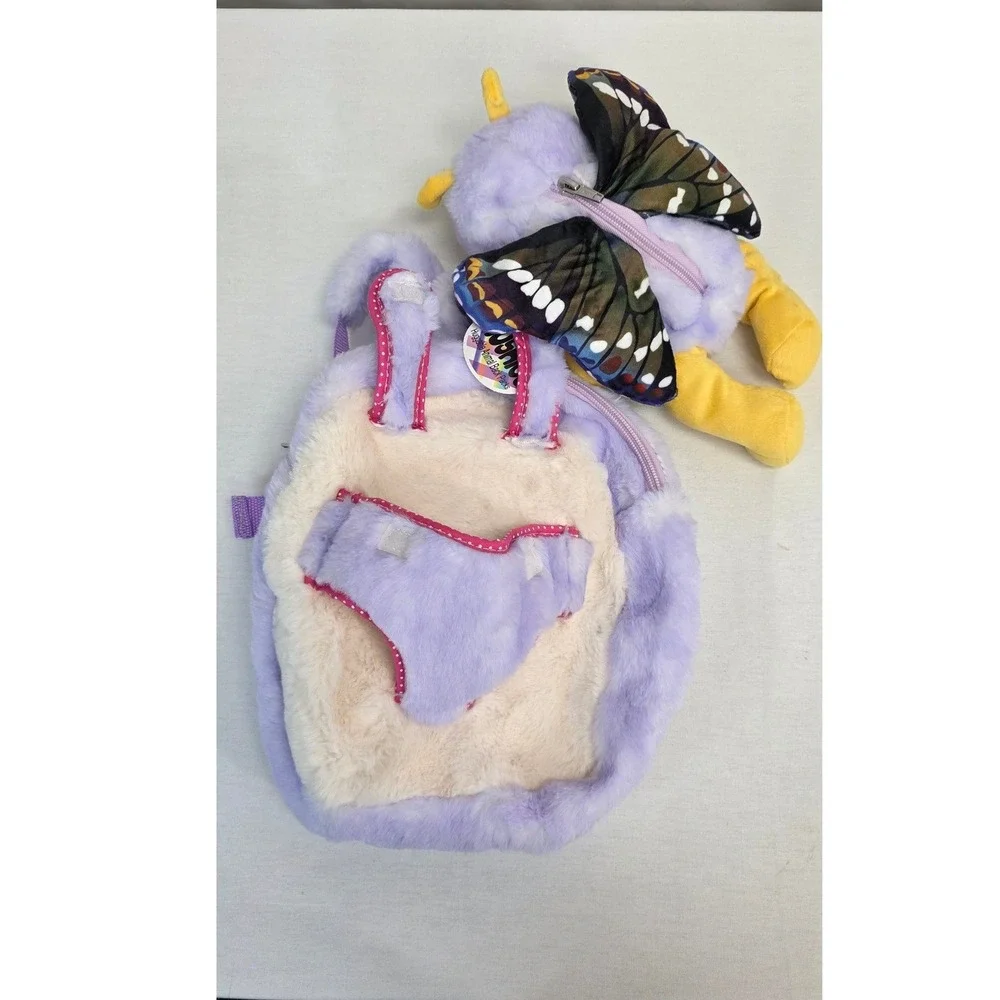 Plushies Huggable Animal Back Pack Lavender Fuzzy Butterfly Detachable Toy NWT